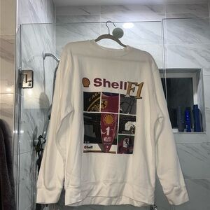 F1 White Graphic Sweater